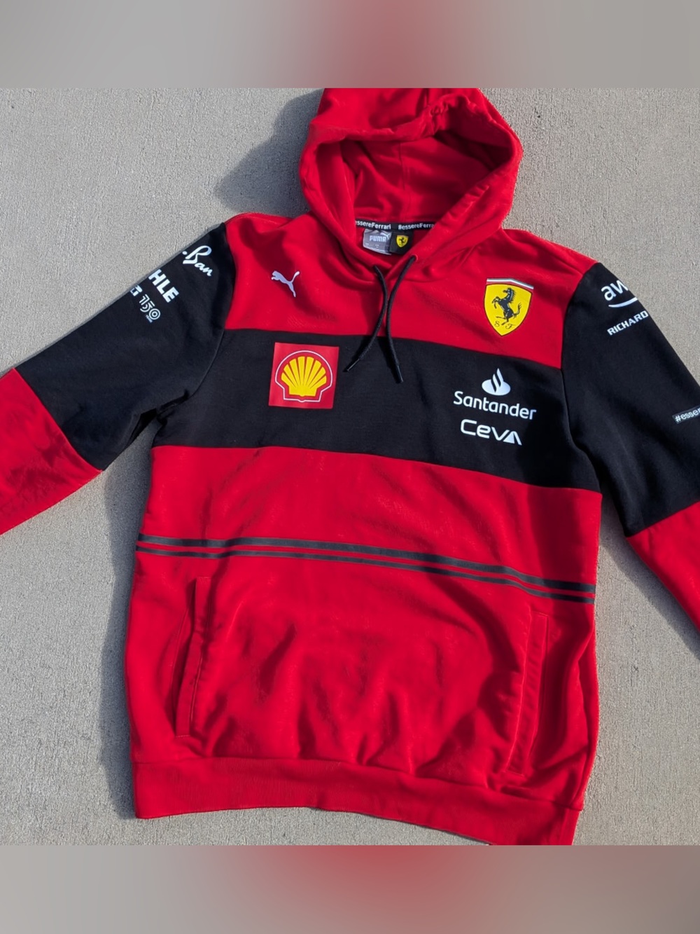 Ferrari Red and Black Men's Racing Logo Hoodie